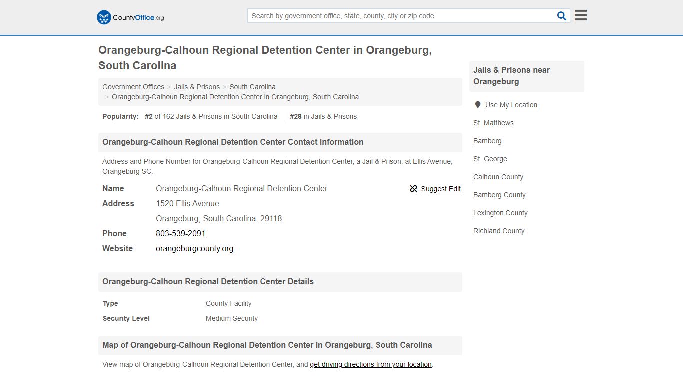 Orangeburg-Calhoun Regional Detention Center - County Office