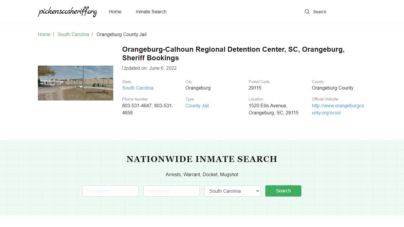 Orangeburg-Calhoun Regional Detention Center, SC, Orangeburg, Sheriff ...